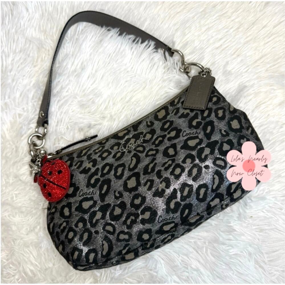 y2k COACH Leopard Silver Metallic Mini Purse shoulder bag - Picture 1 of 10